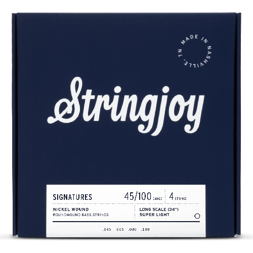 Stringjoy Signatures | Super Light Gauge (45-100) 4 String Long Scale Nickel Wound Bass Guitar Strings