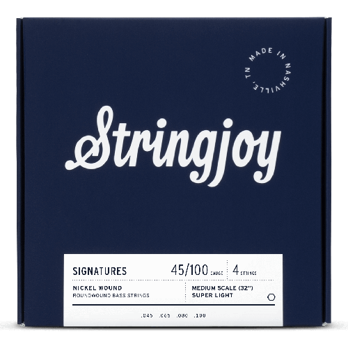 Stringjoy Signatures | Super Light Gauge (45-100) 4 String Medium Scale Nickel Wound Bass Guitar Strings
