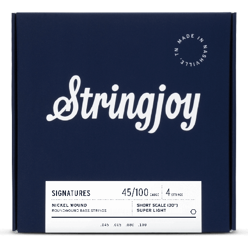 Stringjoy Signatures | Super Light Gauge (45-100) 4 String Short Scale Nickel Wound Bass Guitar Strings
