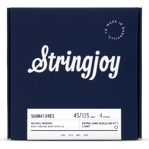 Stringjoy Signatures | Light Gauge (45-105) 4 String Extra Long Scale Nickel Wound Bass Guitar Strings