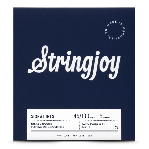Stringjoy Signatures | Light Gauge (45-130) 5 String Long Scale Nickel Wound Bass Guitar Strings