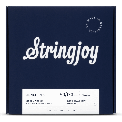 Stringjoy Signatures | Medium Gauge (50-130) 5 String Long Scale Nickel Wound Bass Guitar Strings