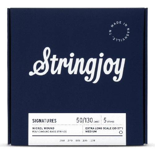 Stringjoy Signatures | Medium Gauge (50-130) 5 String Extra Long Scale Nickel Wound Bass Guitar Strings