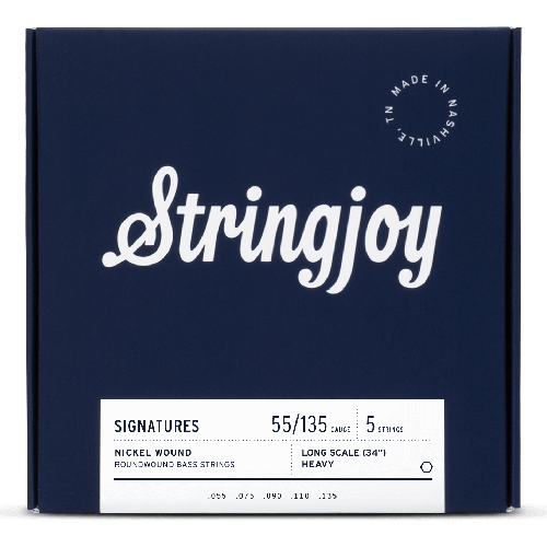 Stringjoy Signatures |  Heavy Gauge (55-135) 5 String Long Scale Nickel Wound Bass Guitar Strings