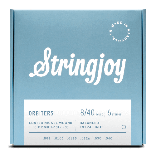 Stringjoy Orbiters | Balanced Extra Light Gauge (8-40) Coated Nickel Wound Electric Guitar Strings