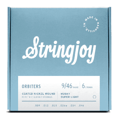 Stringjoy Orbiters | Husky Super Light Gauge (9-46) Coated Nickel Wound Electric Guitar Strings