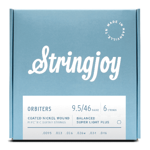 Stringjoy Orbiters | Balanced Super Light Plus Gauge (9.5-46) Coated Nickel Wound Electric Guitar Strings