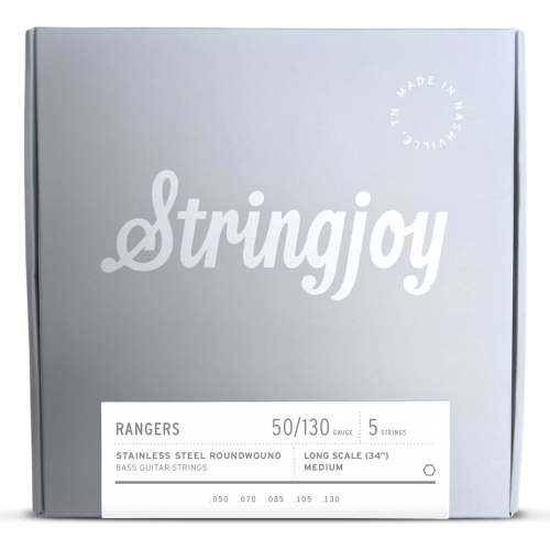 Stringjoy Rangers | Medium Gauge (50-130) 5 String Long Scale Stainless Steel Bass Guitar Strings