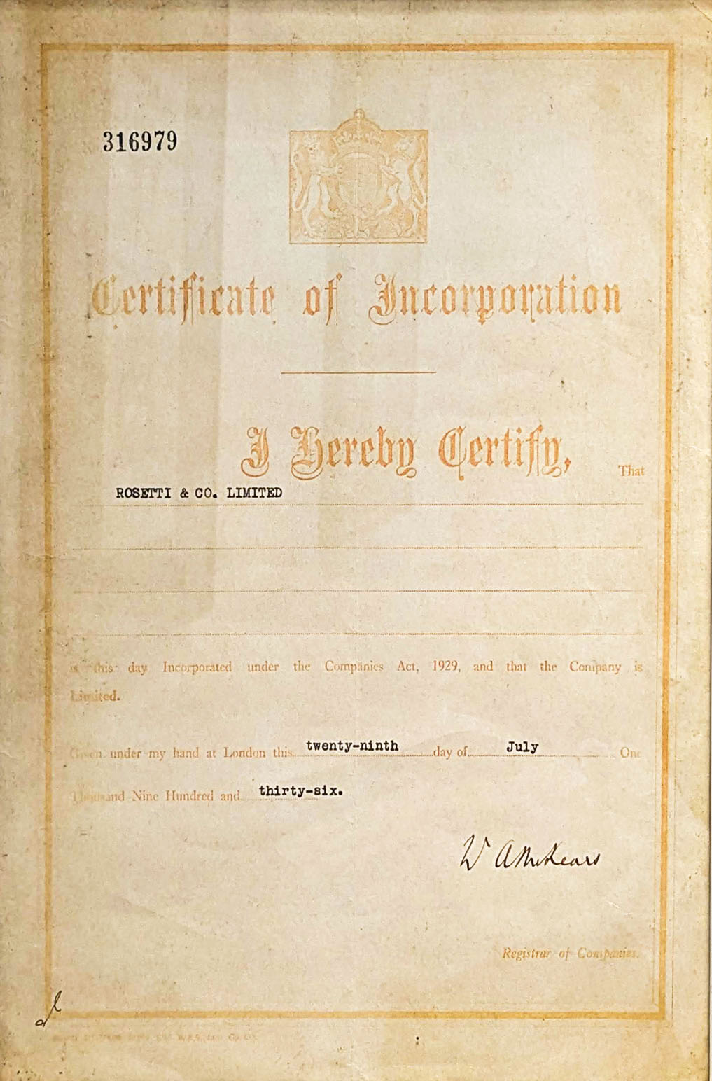 Certificate of Incorperation